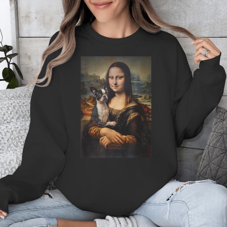 Boston Terrier Mona Lisa Painting Art Dog Mom Dad For Men Women Kids Unisex Sweatshirt, Mom Gifts, Boston Terrier Dad Gifts, Boston Terrier Mom Gifts, funny design