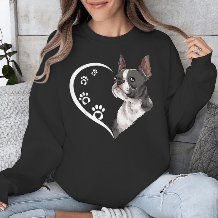 Boston Terrier Shirts For Women Girls Kids Heart Cute Unisex Sweatshirt, funny design