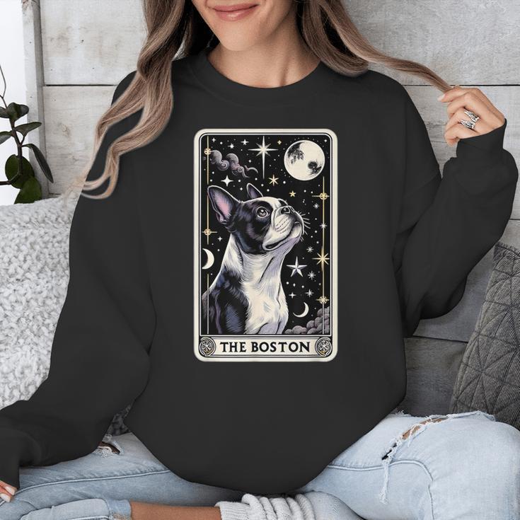 Boston Terrier Tarot Card Star With The Moon Men Women Kids Unisex Sweatshirt, Boston Terrier Tarot Gifts, funny design
