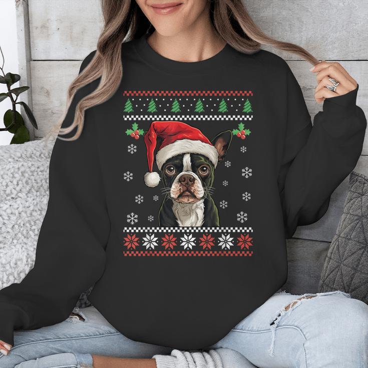 Boston Terrier Ugly Christmas Sweater Xmas For Adults Kids Unisex Sweatshirt, Boston Terrier Christmas Gifts, funny design