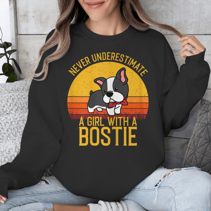 Boston Terrier Never Underestimate a Girl With a Bostie Unisex Sweatshirt, funny design