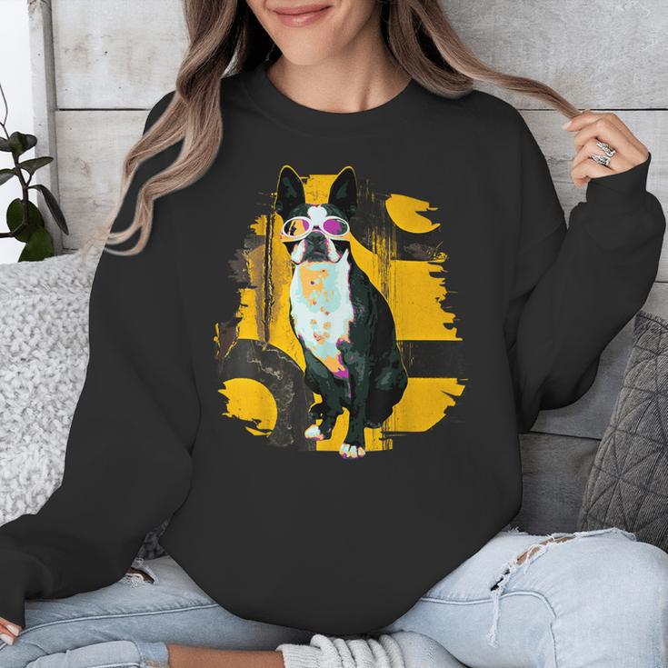 Boston Terrier s Mid-Century Modern Art s Street Grunge Unisex Sweatshirt, funny design