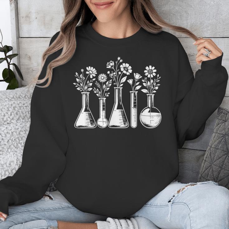 Botanical Beaker Science Teacher Floral Chemistry Lab Week Unisex Sweatshirt, Science Teacher Gifts, funny design