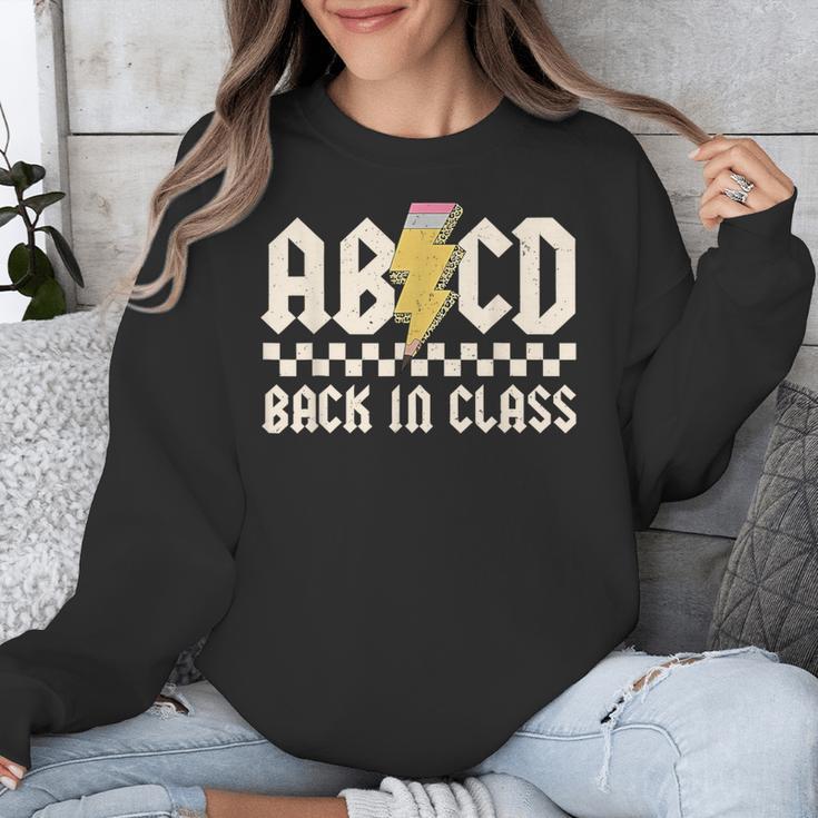 Boys Girls Teachers Rock Back To School ABCD Back In Class Unisex Sweatshirt, funny design Boys Girls Teachers Rock Back To School ABCD Back In Class Unisex Sweatshirt, funny design