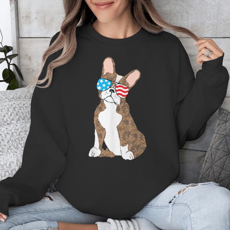 Brindle Boston Terrier Dog Patriotic Shirt USA Flag Unisex Sweatshirt, Patriotic Boston Terrier Gifts, funny design