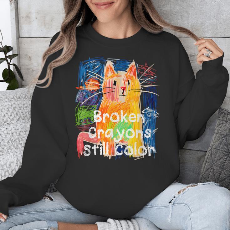 Broken Crayons Still Color Cat Teacher Unisex Sweatshirt, funny design Broken Crayons Still Color Cat Teacher Unisex Sweatshirt, funny design