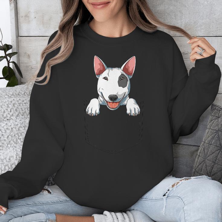 Bull Terrier Pocket Bull Terrier Peeking Out Pocket Unisex Sweatshirt, funny design