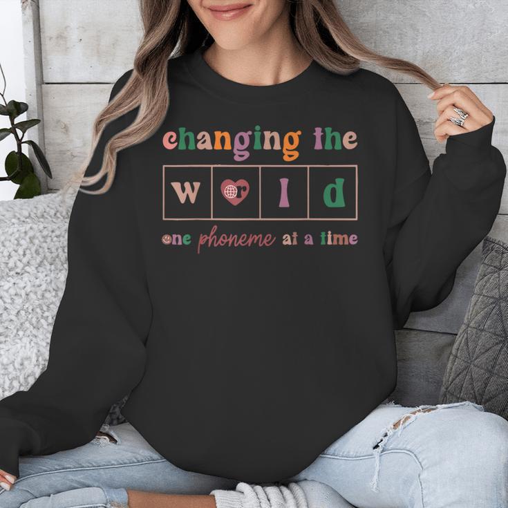Changing The World One Phoneme At a Time Phonics Teacher Men Women Girls Kids Unisex Sweatshirt, funny design Changing The World One Phoneme At a Time Phonics Teacher Men Women Girls Kids Unisex Sweatshirt, funny design