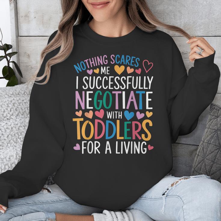 Childcare Teacher Negotiate With Toddlers Daycare Provider Unisex Sweatshirt, funny design