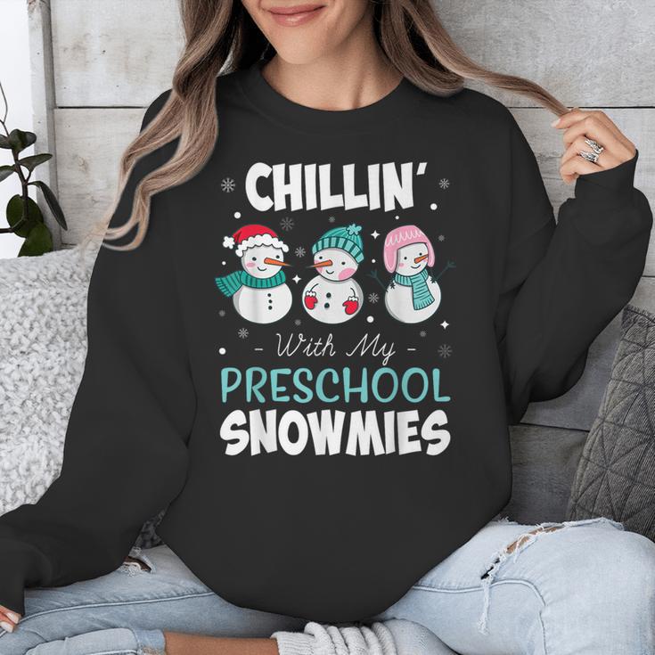 Chillin' With My Preschool Snowmies Teacher Christmas Men Women Kids Unisex Sweatshirt, funny design