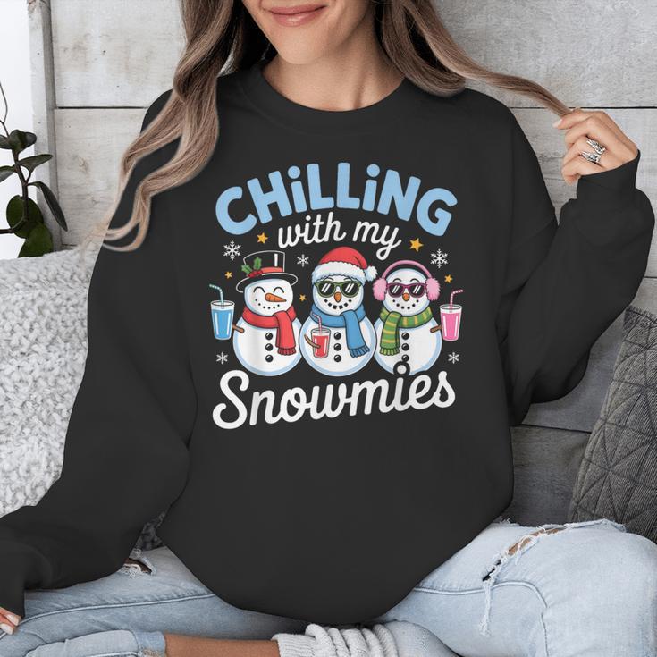 Chillin With My Snowmie Women Christmas Snowman Teacher Snow Unisex Sweatshirt, funny design Chillin With My Snowmie Women Christmas Snowman Teacher Snow Unisex Sweatshirt, funny design