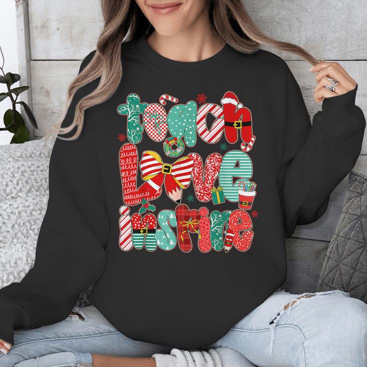 Christmas Coquette Bow Teacher Teach Love Inspire Unisex Sweatshirt, funny design