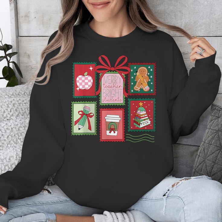 Christmas Teacher Stamps Unisex Sweatshirt, funny design
