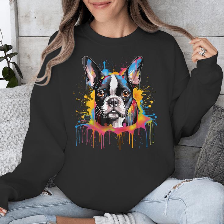 Colorful Boston Terrier Dog For Men Women Kids Unisex Sweatshirt, funny design
