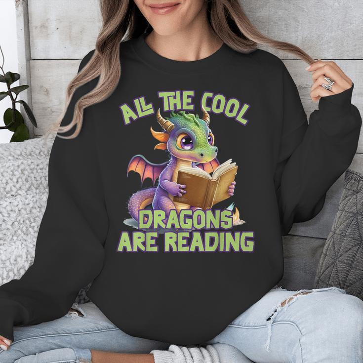 All The Cool Dragons Are Reading Dragon Teacher Unisex Sweatshirt, funny design All The Cool Dragons Are Reading Dragon Teacher Unisex Sweatshirt, funny design