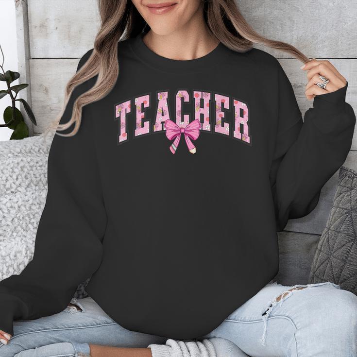 Coquette Bow Back To School First Day Teacher Unisex Sweatshirt, funny design Coquette Bow Back To School First Day Teacher Unisex Sweatshirt, funny design