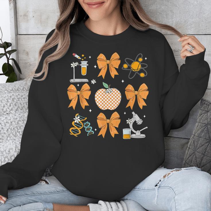 Coquette Bow Fall Science Teacher Stem Teacher Thanksgiving Unisex Sweatshirt, Science Teacher Gifts, funny design