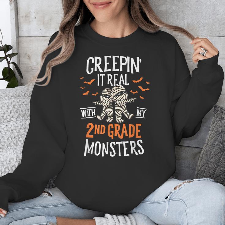 Creepin It Real With My 2nd Grade Monsters Halloween Teacher For Men Women Kids Unisex Sweatshirt, 2nd Grade Teacher Gifts, funny design Creepin It Real With My 2nd Grade Monsters Halloween Teacher For Men Women Kids Unisex Sweatshirt, 2nd Grade Teacher Gifts, funny design