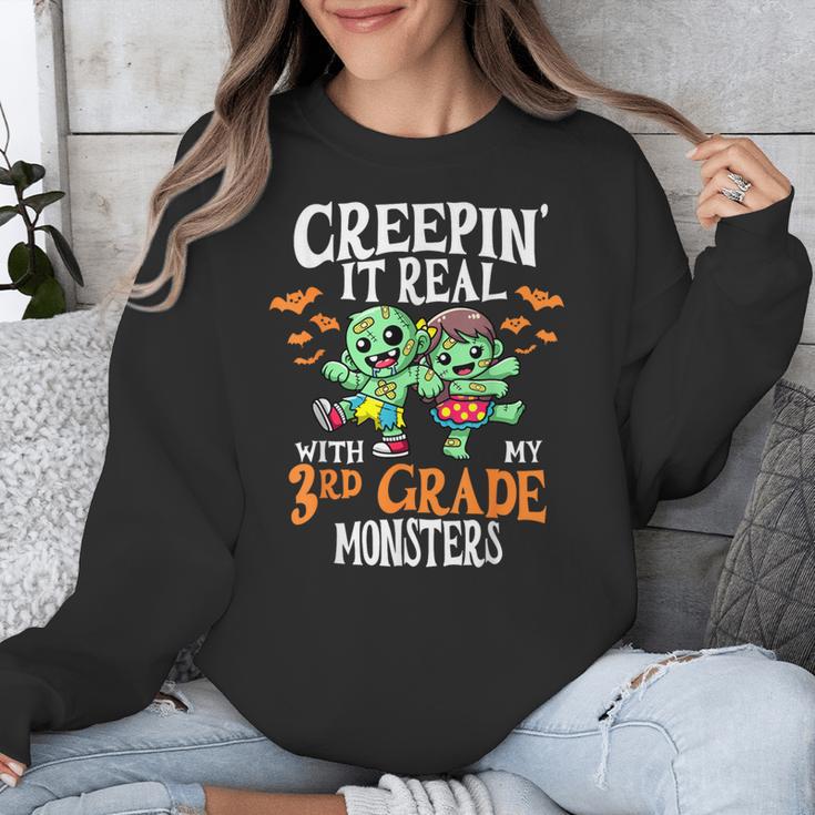 Creepin It Real Monster School 3rd Grade Teacher Halloween Unisex Sweatshirt, funny design Creepin It Real Monster School 3rd Grade Teacher Halloween Unisex Sweatshirt, funny design
