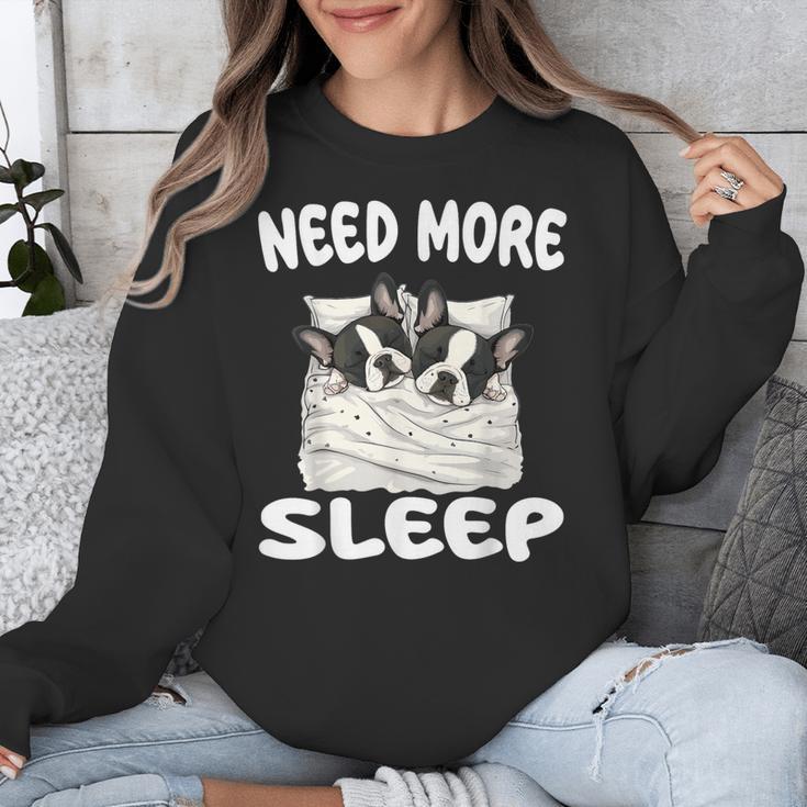 Cute Boston Terrier Need More Sleep Pajamas Nightgown Unisex Sweatshirt, funny design