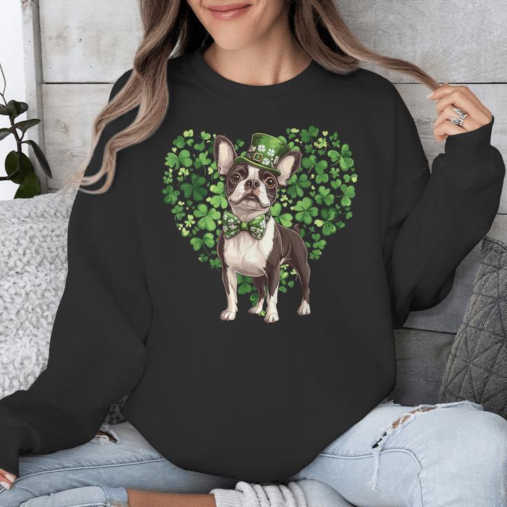 Cute Boston Terrier Shamrock St Patrick's Day Dog Lover Men Women Kids Unisex Sweatshirt, funny design