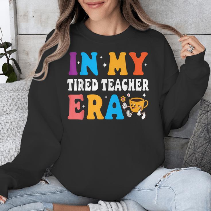 Cute Coffee Glass Face Happy Day In My Tired Teacher ERA For Men Women Unisex Sweatshirt, funny design