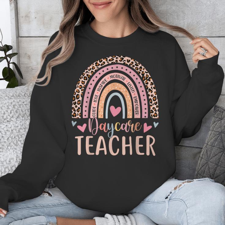 Cute Daycare Teacher Rainbow Leopard Print Childcare Worker Unisex Sweatshirt, funny design Cute Daycare Teacher Rainbow Leopard Print Childcare Worker Unisex Sweatshirt, funny design