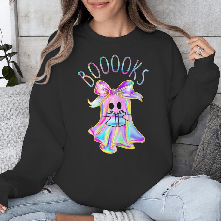 Cute Ghost Book Reading Halloween Teacher Top Girls Women Unisex Sweatshirt, funny design