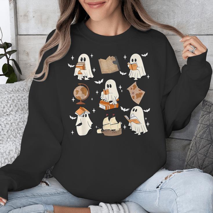 Cute Ghosts Reading Book Bookworm Halloween History Teacher Unisex Sweatshirt, History Teacher Gifts, funny design Cute Ghosts Reading Book Bookworm Halloween History Teacher Unisex Sweatshirt, History Teacher Gifts, funny design