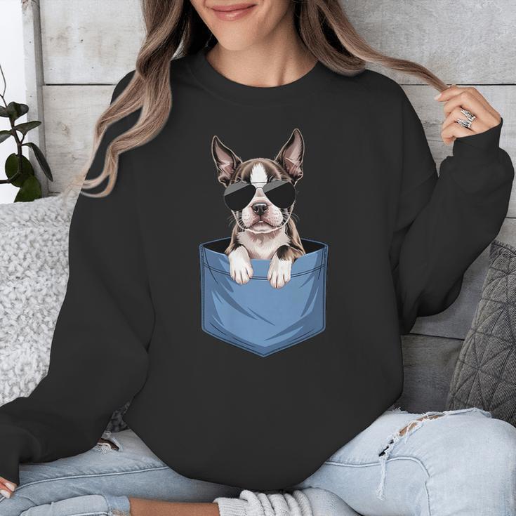 Cute Pocket Boston Terrier Lover Dog Mom Unisex Sweatshirt, Mom Gifts, Boston Terrier Mom Gifts, funny design
