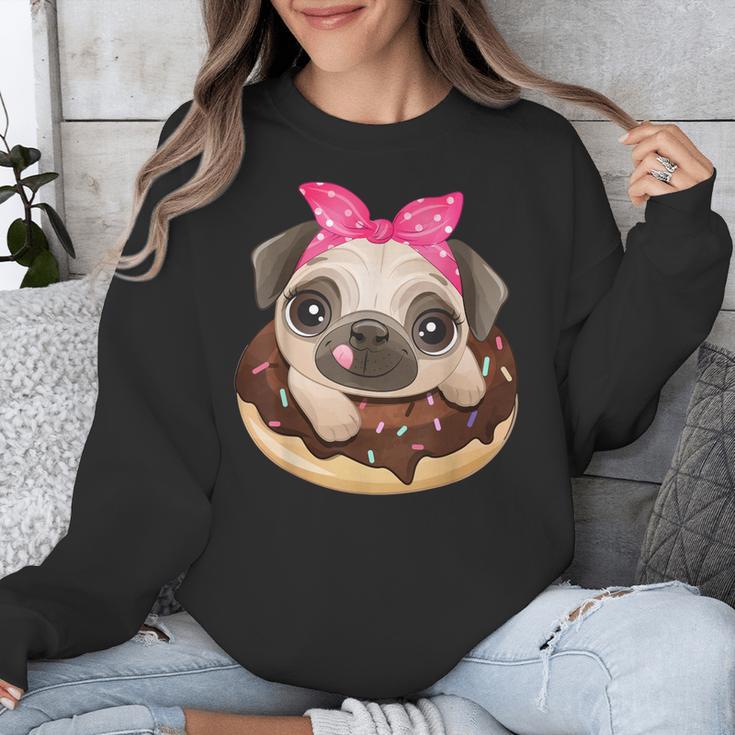 Cute Pug Shirt Donut Girls Dog Unisex Sweatshirt, funny design