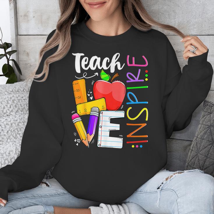Cute Teach Love And Inspire Men Women Teacher Unisex Sweatshirt, funny design