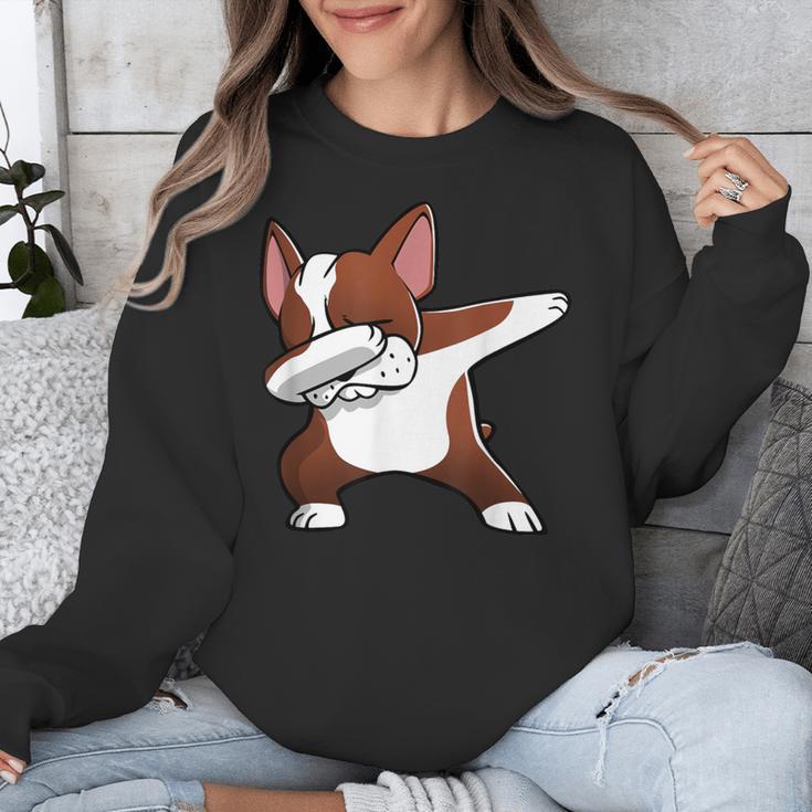 Dabbing Red Boston Terrier Dab Dance Dog Men Women Kids Unisex Sweatshirt, funny design