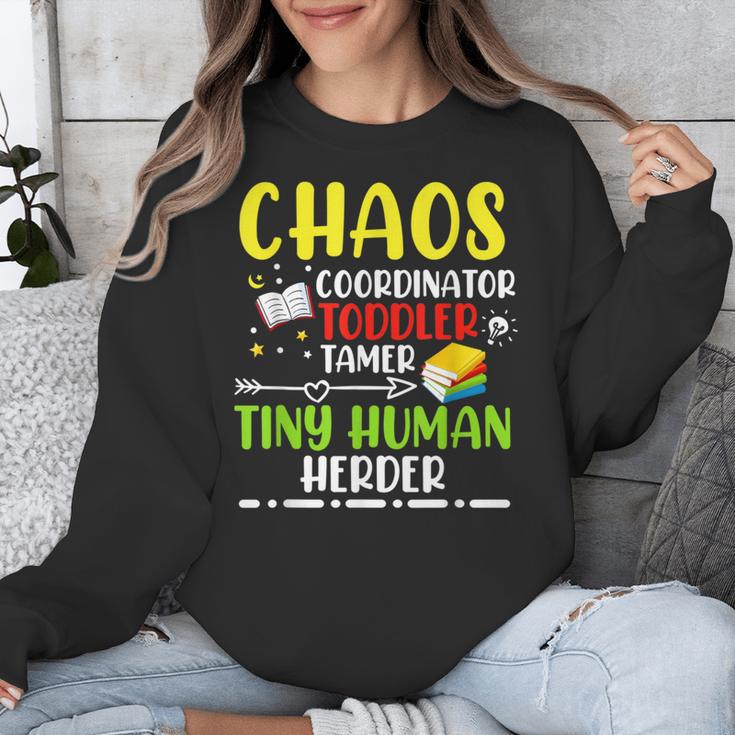 Daycare Teacher School Chaos Coordinator Toddler Tamer For Men Women Kids Unisex Sweatshirt, funny design Daycare Teacher School Chaos Coordinator Toddler Tamer For Men Women Kids Unisex Sweatshirt, funny design