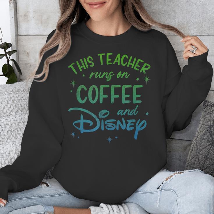 Disney This Teacher Runs On Coffee And Disney Gradient Logo Unisex Sweatshirt, funny design Disney This Teacher Runs On Coffee And Disney Gradient Logo Unisex Sweatshirt, funny design