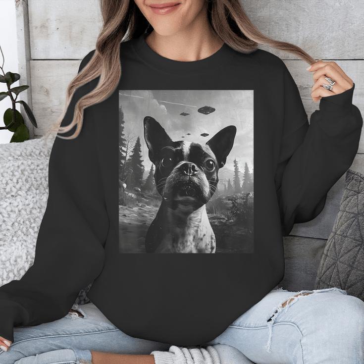 Dog Mom Dad Alien Selfie Boston Terrier UFO For Men Women Unisex Sweatshirt, Mom Gifts, Boston Terrier Dad Gifts, Boston Terrier Mom Gifts, funny design