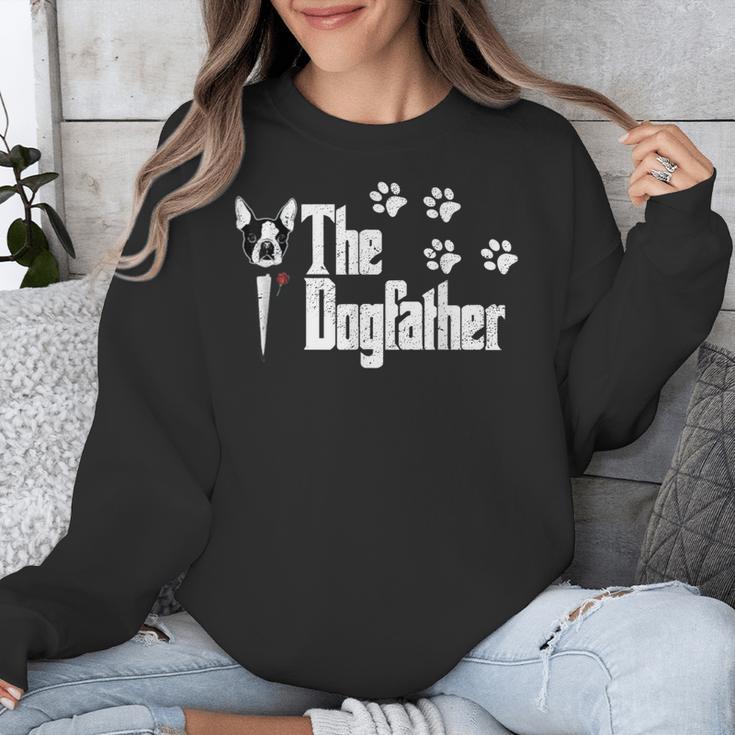 The Dogfather Boston Terrier Dog Dad Tshirt Idea Unisex Sweatshirt, Boston Terrier Dad Gifts, funny design