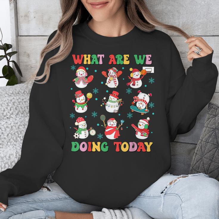 What Are We Doing Today PE Teacher Snowman Christmas Unisex Sweatshirt, Pe Teacher Gifts, funny design What Are We Doing Today PE Teacher Snowman Christmas Unisex Sweatshirt, Pe Teacher Gifts, funny design
