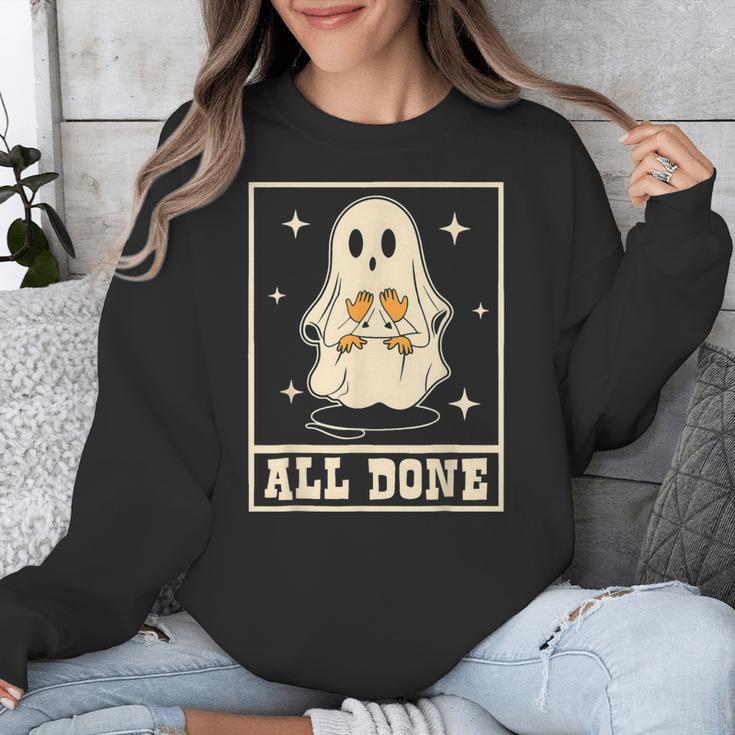 All Done Sign Language Ghost Speech Pathology Teacher Unisex Sweatshirt, funny design All Done Sign Language Ghost Speech Pathology Teacher Unisex Sweatshirt, funny design