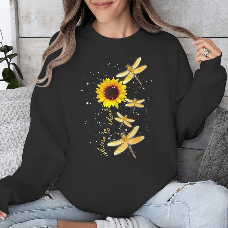 Dragonfly Sunflower Teacher Growth Mindset Choose To Shine Unisex Sweatshirt, funny design