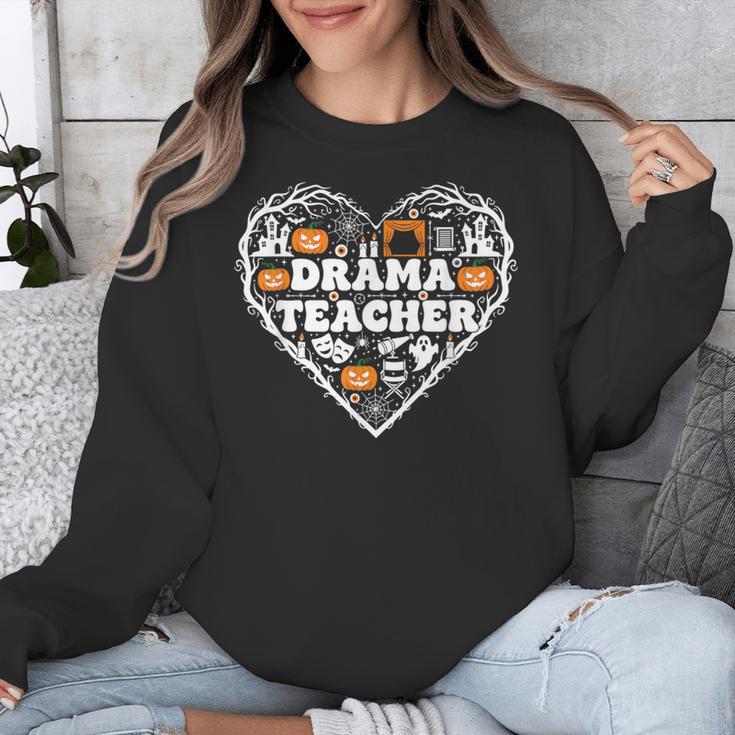 Drama Teacher Heart Pumpkin Ghost Halloween Kids Unisex Sweatshirt, funny design