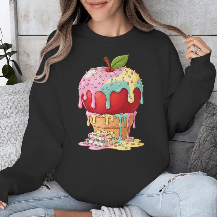 Dripping Apple Ice Cream Cone Cute Teacher Appreciation Unisex Sweatshirt, funny design Dripping Apple Ice Cream Cone Cute Teacher Appreciation Unisex Sweatshirt, funny design