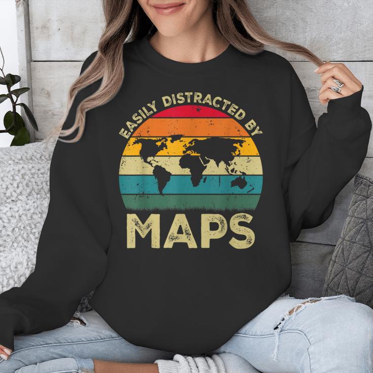Easily Distracted By Maps Geography Teacher Unisex Sweatshirt, funny design Easily Distracted By Maps Geography Teacher Unisex Sweatshirt, funny design