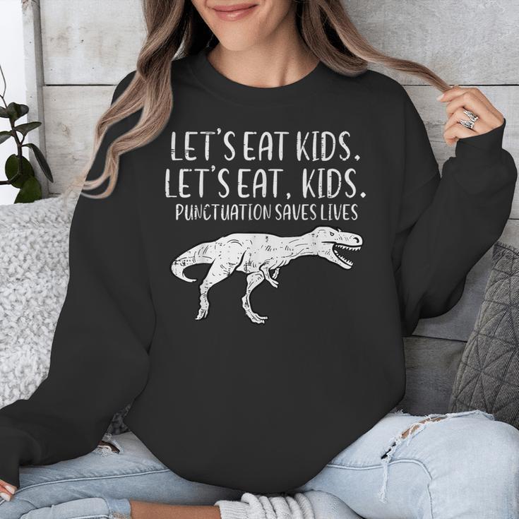 Lets Eat Kids Punctuation Saves Lives Dino Teacher Men Unisex Sweatshirt, funny design Lets Eat Kids Punctuation Saves Lives Dino Teacher Men Unisex Sweatshirt, funny design