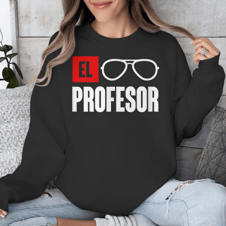 El Professor Money Costume Profesor Glasses Men Teacher Gift Unisex Sweatshirt, funny design