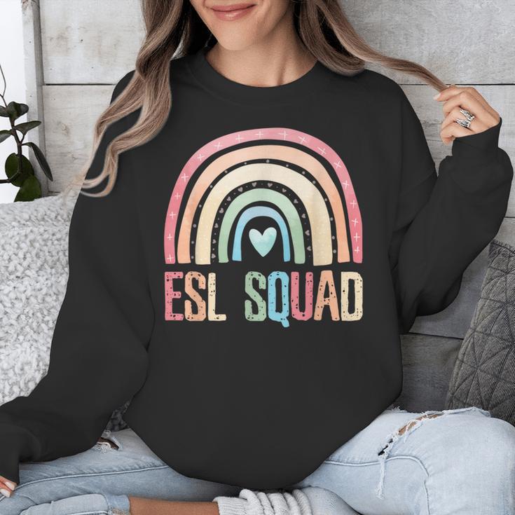 ESL Squad Teacher Crew Team Back To School English Rainbow Unisex Sweatshirt, Esl Teacher Gifts, English Teacher Gifts, funny design