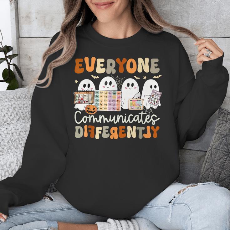 Everyone Communicates Differently Halloween Sped Teacher Unisex Sweatshirt, funny design Everyone Communicates Differently Halloween Sped Teacher Unisex Sweatshirt, funny design