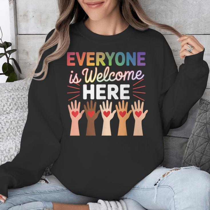 Everyone Is Welcome Here Shirt Teacher Unisex Sweatshirt, funny design Everyone Is Welcome Here Shirt Teacher Unisex Sweatshirt, funny design