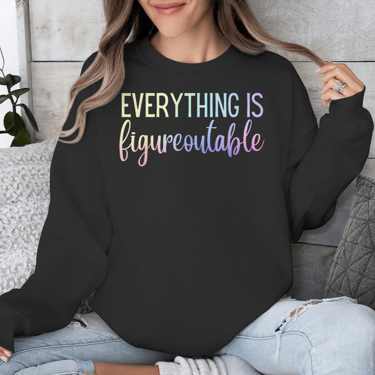 Everything Is Figureoutable Teacher Motivational - -Adults Small Short Sleeve Crew Collar Modern Fun Vacation Cotton Polyester Machine Wash Unisex Sweatshirt, funny design Everything Is Figureoutable Teacher Motivational - -Adults Small Short Sleeve Crew Collar Modern Fun Vacation Cotton Polyester Machine Wash Unisex Sweatshirt, funny design