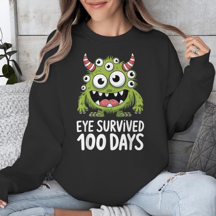 Eye Survived 100 Days Of School Monster Lover Teacher Kids Unisex Sweatshirt, funny design Eye Survived 100 Days Of School Monster Lover Teacher Kids Unisex Sweatshirt, funny design